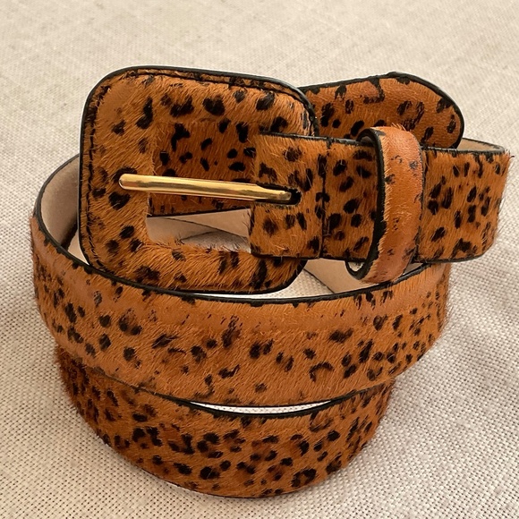 Lake Shore Drive Accessories Leopard Cheetah Print Calf Hair Belt Size M NEW - Picture 1 of 13